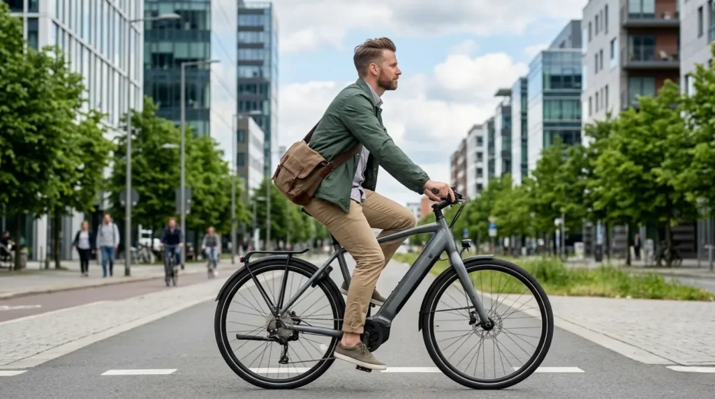 vélotafeur sur la route du travail avec son orbea diem 30