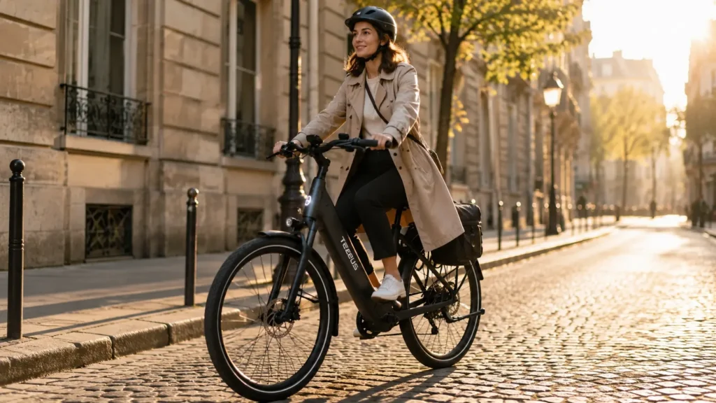 femme se rendant au travail avec le tezeus c6t