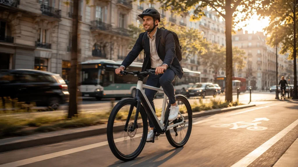 tezeus c8 utilisé sur une piste cyclable