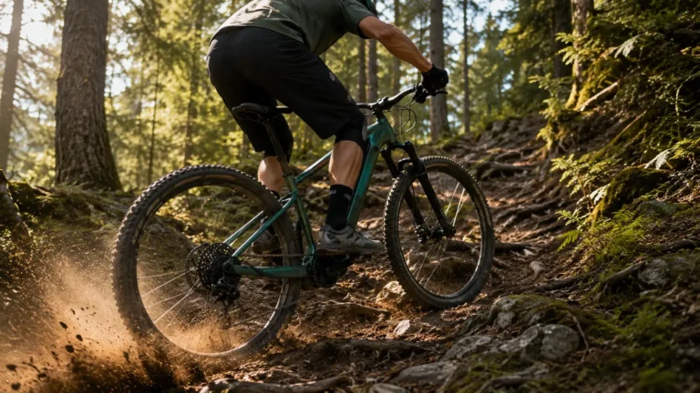 montée en forêt sur rockrider e expl 700