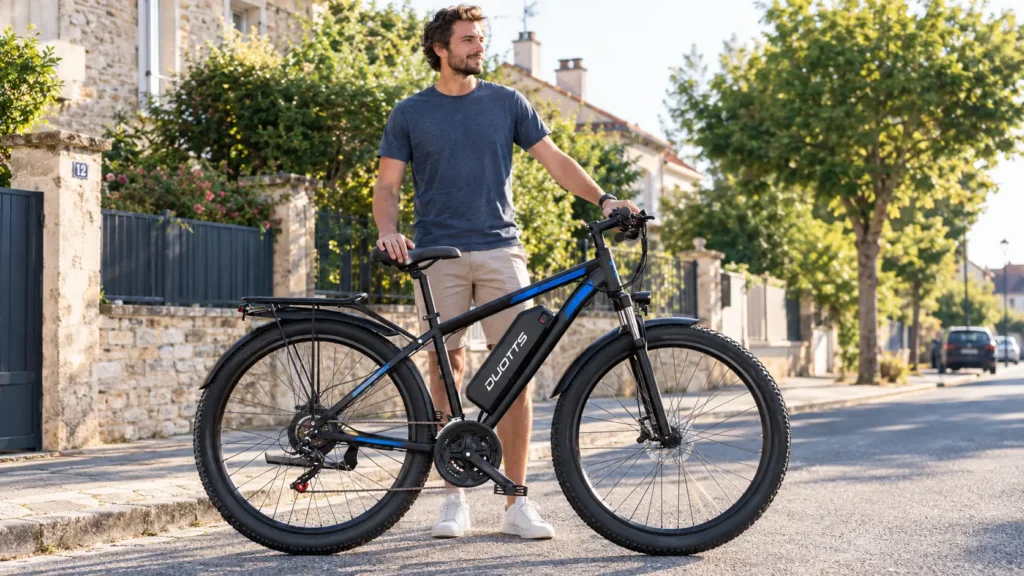 cycliste avec son duotts c29 k dans les mains