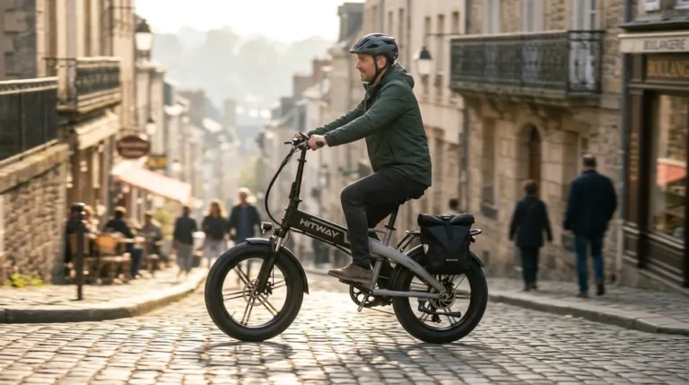 cycliste traversant la rue avec son hitway bk10s