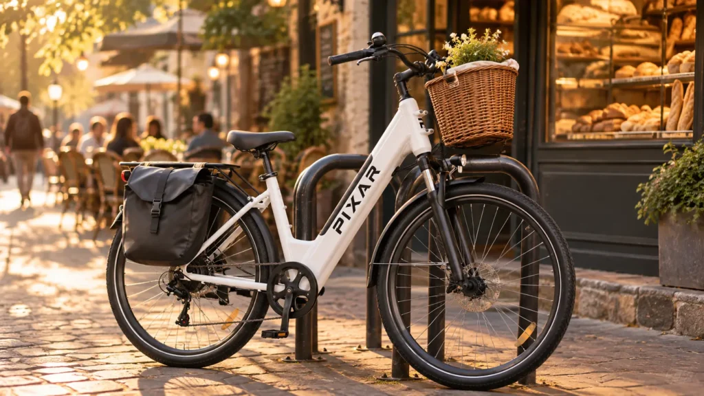 pixar cruiser blanc devant une boulangerie